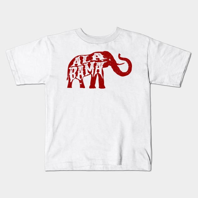 Alabama Elephant - Crimson Distressed Kids T-Shirt by joshp214